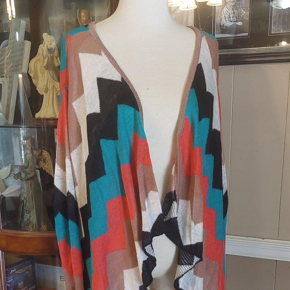 BEAUTIFUL SIZE L 36POINT5 WOMEN'S CHEVRON BOUTIQUE CARDIGAN